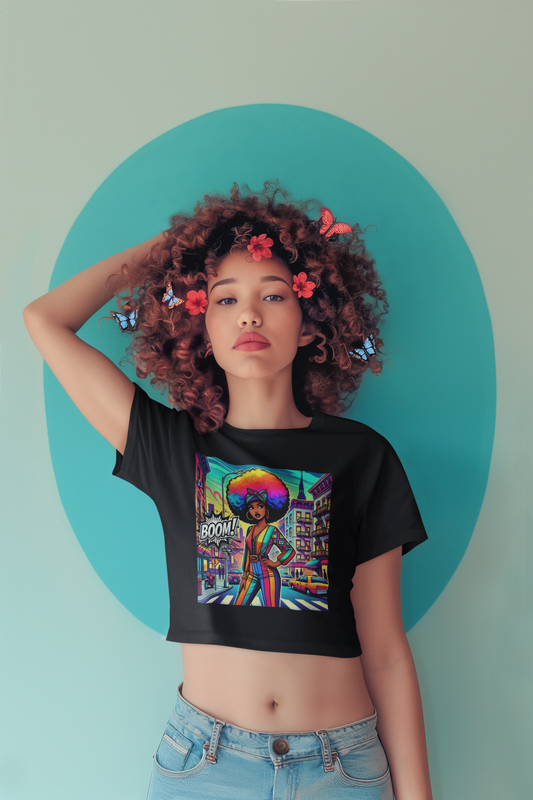 'Boom' Bright Colorful Alter Ego Women's Crop Tee